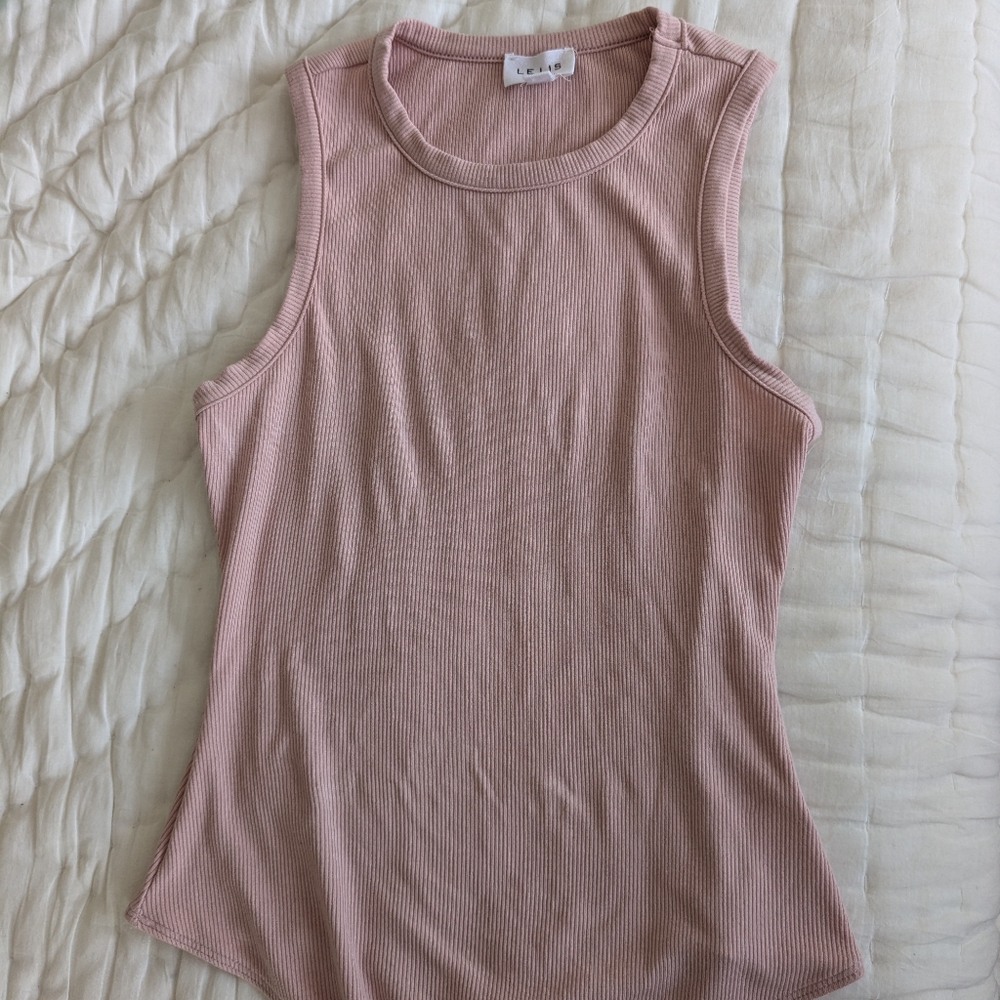 Le Lis Ribbed Tank Bodysuit Pink Small